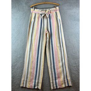 Jolt Multicolor Paper Bag Striped Linen Pants Beach Lounge size M